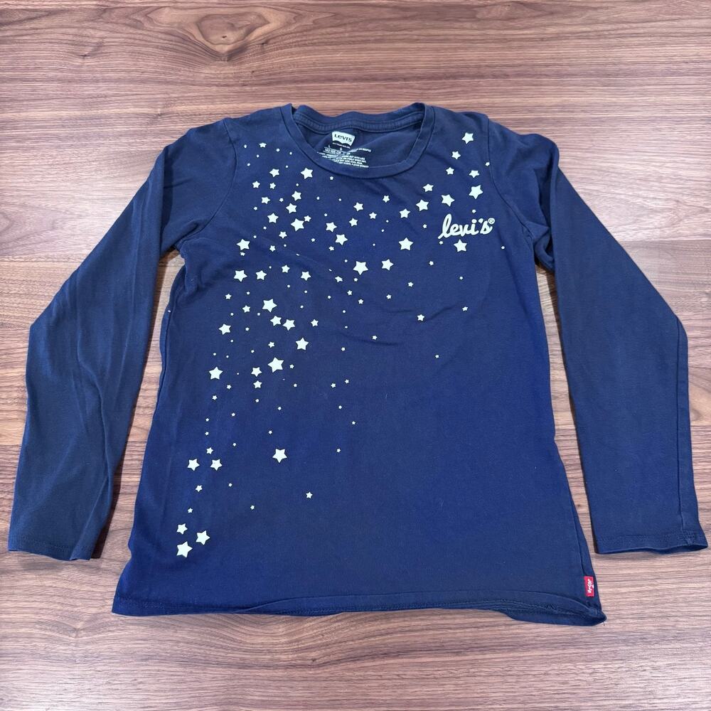 Levi's Girls navy blue graphic tee with white star pattern size Large 12-13 year